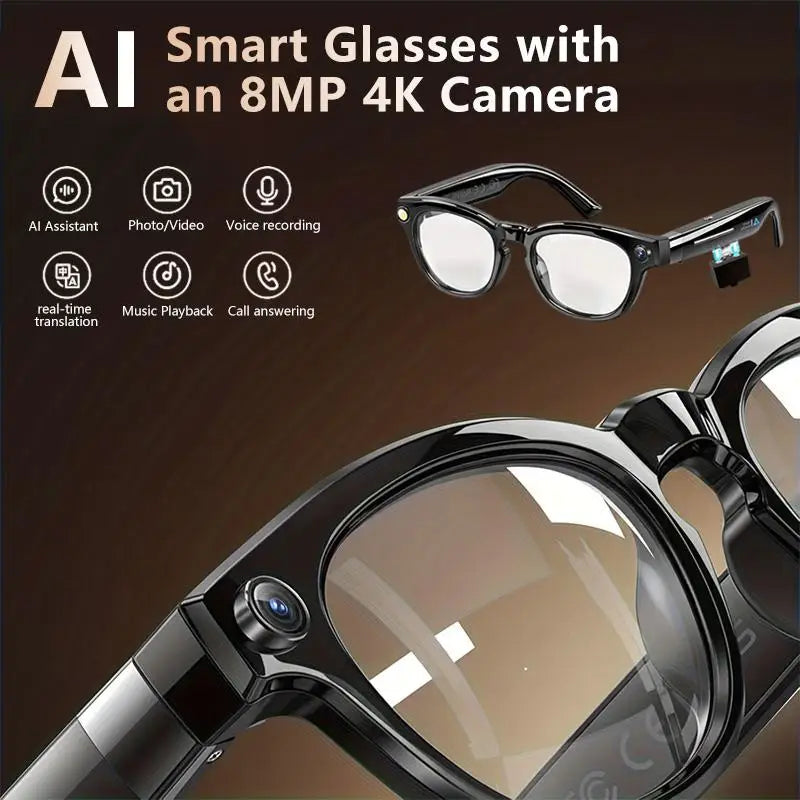 Smart Glasses Real Time Translation AI Chat Assistant with Microphones
