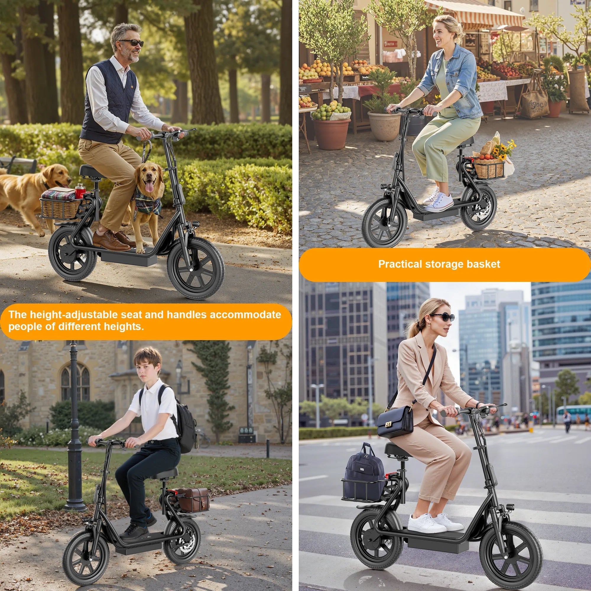 Joyhis JH1 Electric Scooter With Seat 500W Motor 48V