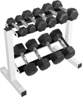 Rubber Hex Dumbbell Set 150 Lb With Storage Rack Home