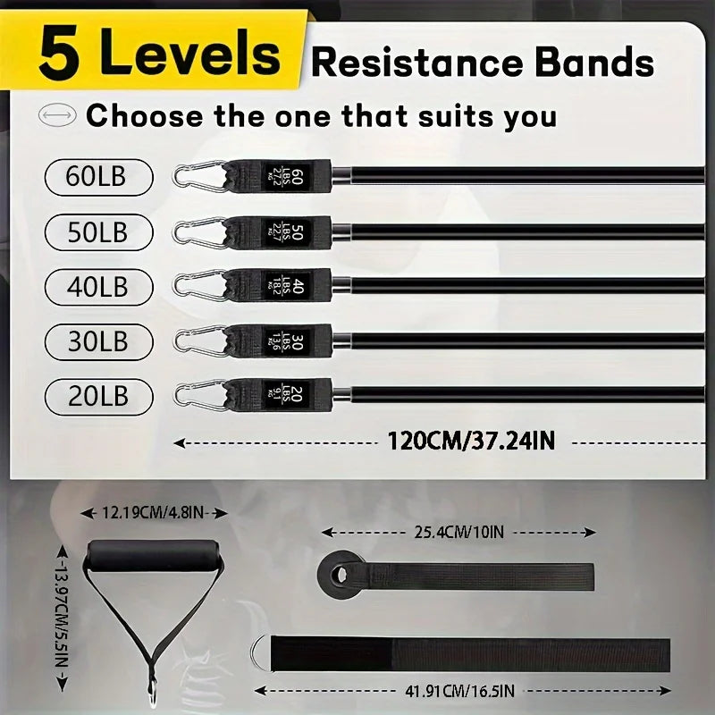 Resistance Bands Set With Door Anchor Handles Carry Bag