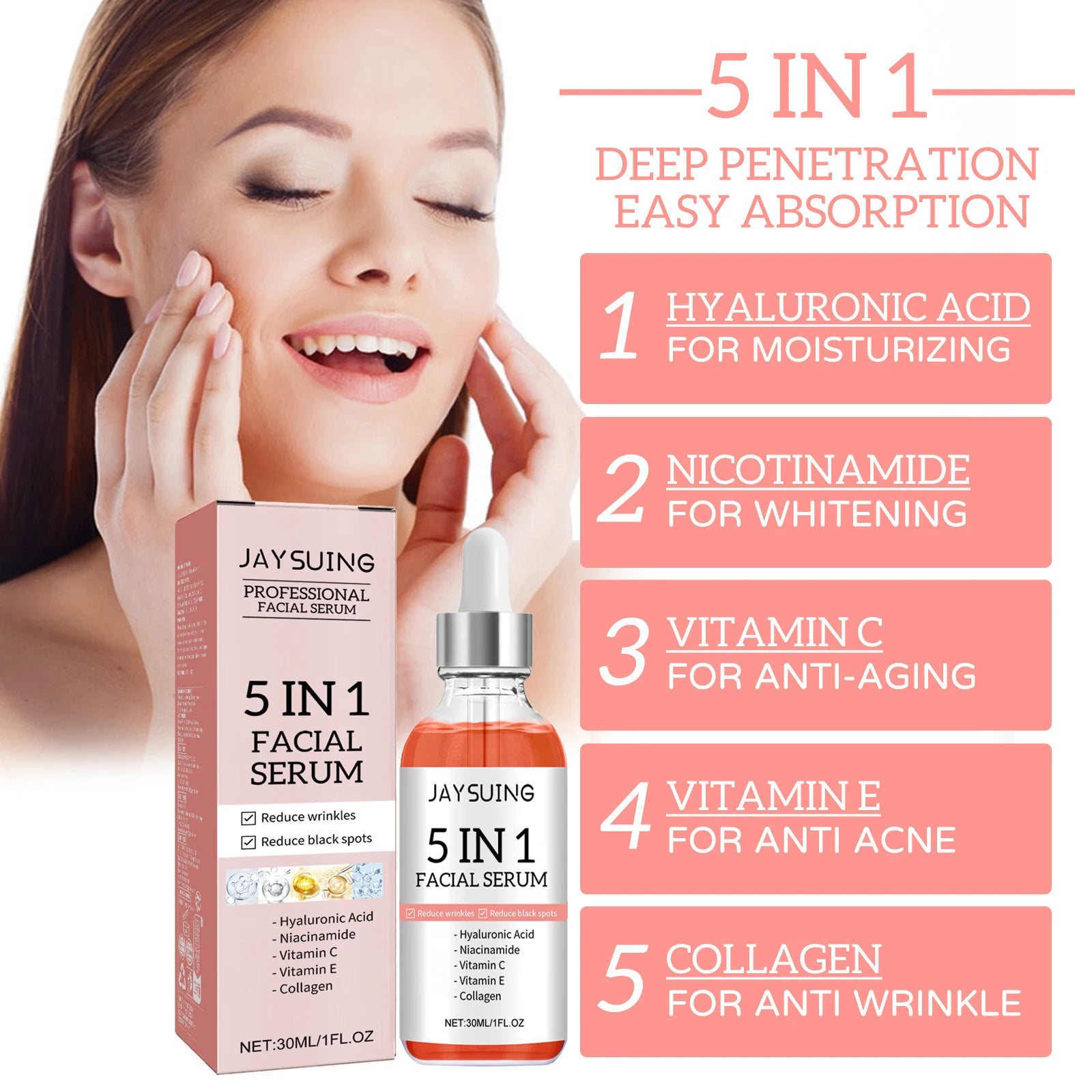 Jaysuing 5 In 1 AntiAging Facial Serum For Firming