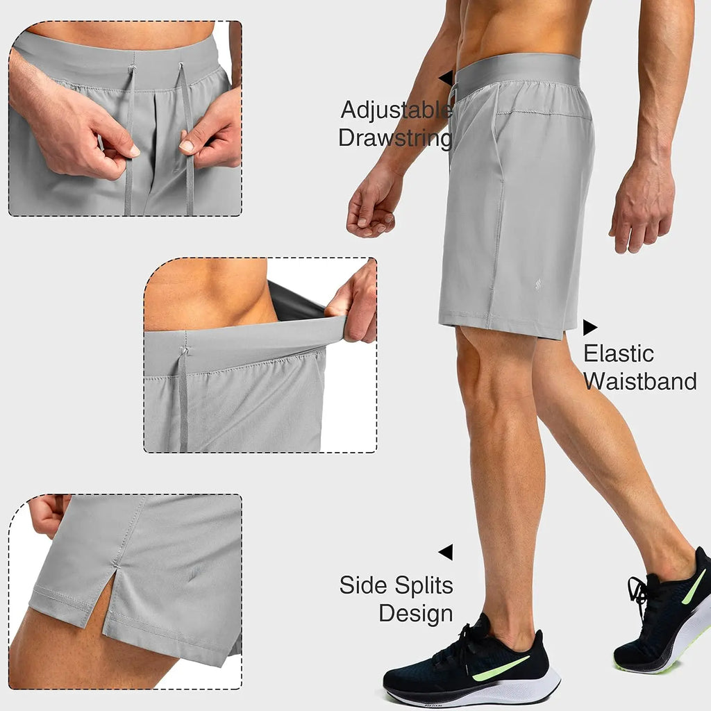 Men's Quick Dry Athletic Shorts With Zipper Pockets Lightweight Gym