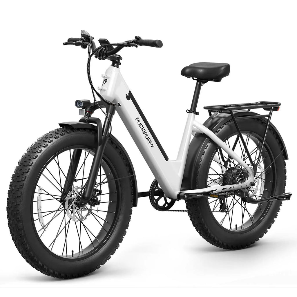 PUCKIPUPPY Samoyed Electric Bike 960W Peak 28MPH Fat Tire Warranty