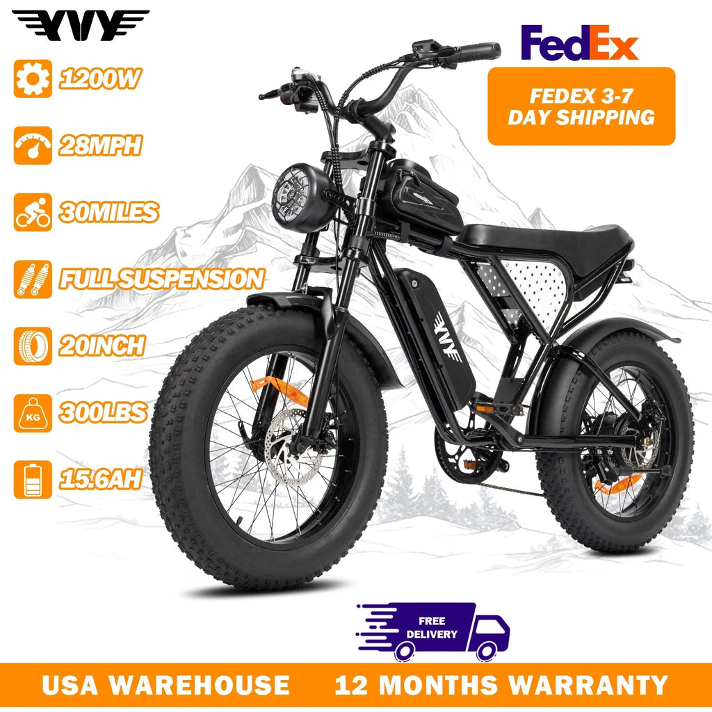 YVY K20 1500W Electric Bike for Adults Fat Tire Range