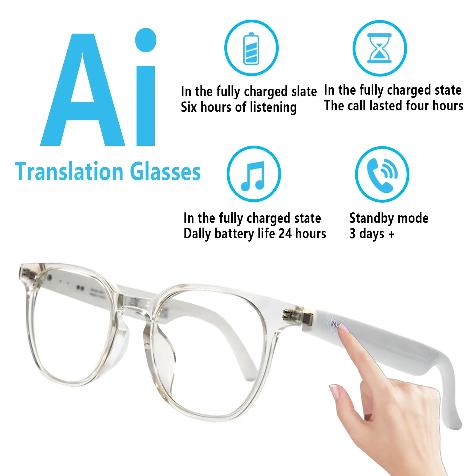 Giinova AI Translation Smart Glasses With Photochromic Lenses