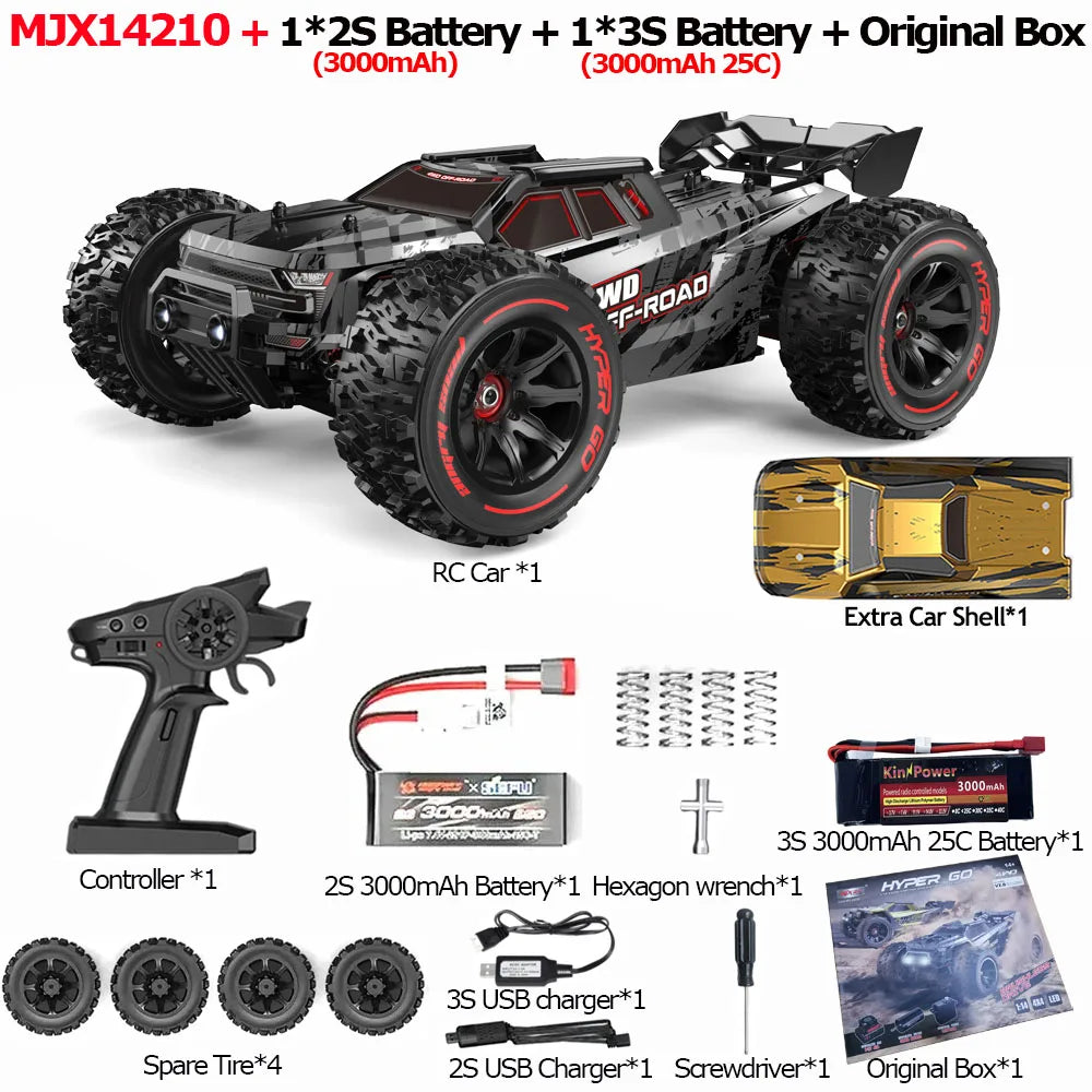 JIUSICE RC Car 4WD Brushless 2.4G Remote Control Off Road