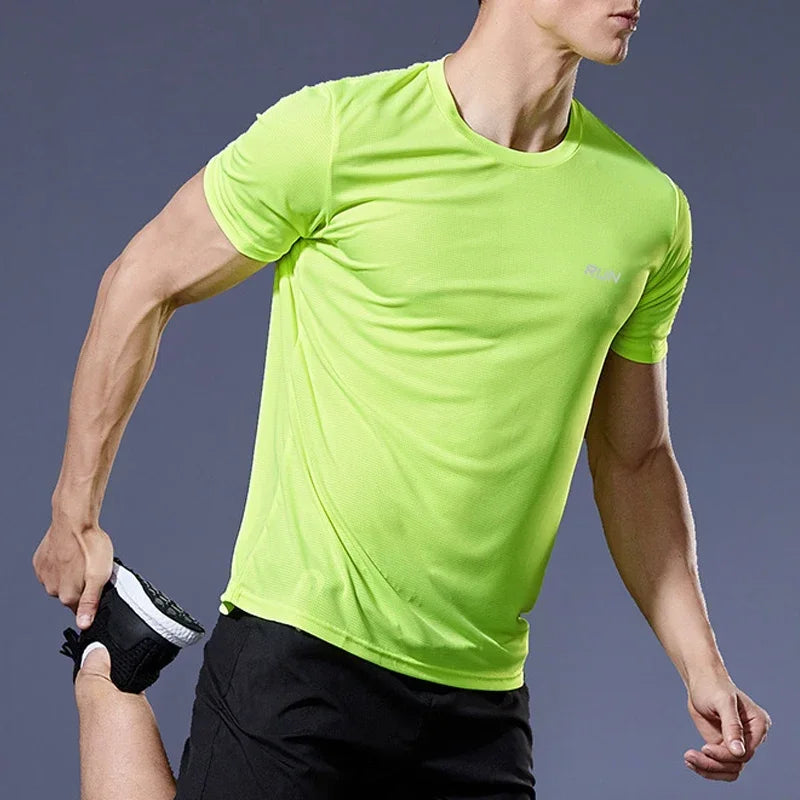 Men's Summer Breathable Elastic Ice Silk T Shirt Quick Dry