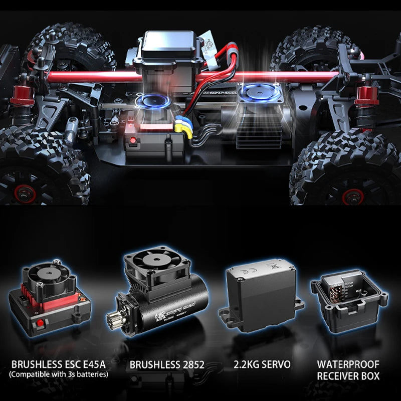 JIUSICE RC Car 4WD Brushless 2.4G Remote Control Off Road