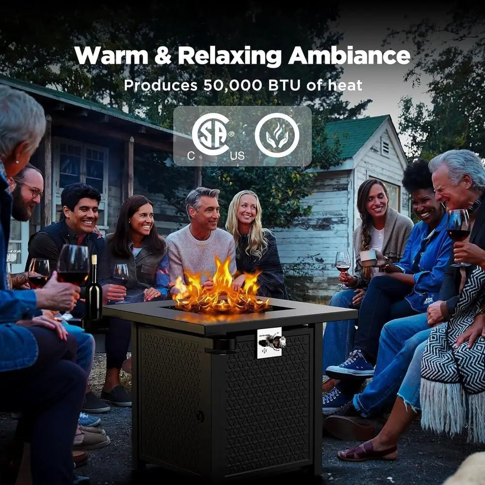 Propane Fire Pit Table 50,000 BTU Steel For Outdoor Ambience