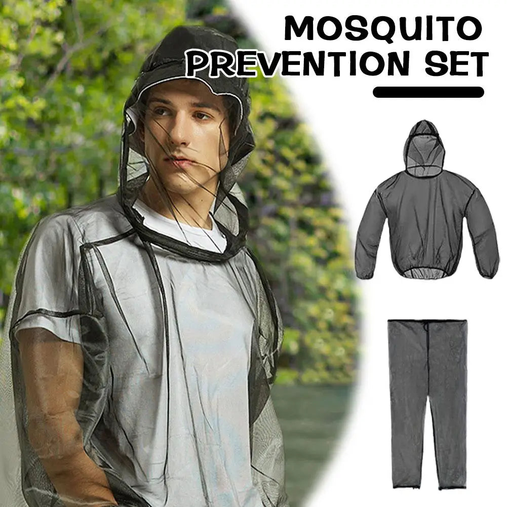 Unisex Outdoor Mosquito Repellent Suit Lightweight Mesh Hooded Suits Anti-Mosquito Bite Clothes for Fishing Camping Hiking