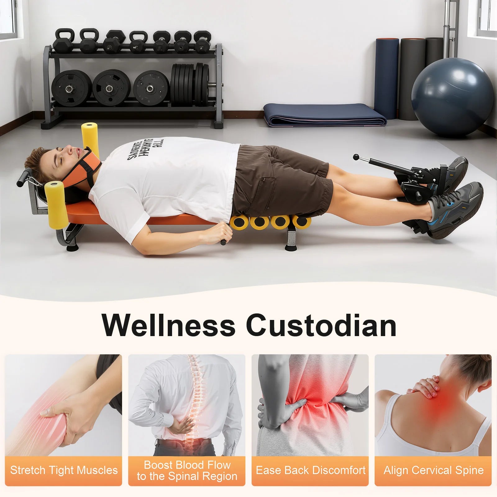Adjustable Back Stretch Bench 130kg Capacity For Neck Back Relief