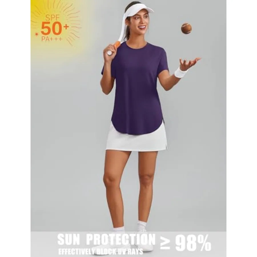 PINSPARK Women Workout Tops UPF 50 Quick Dry Athletic Shirts