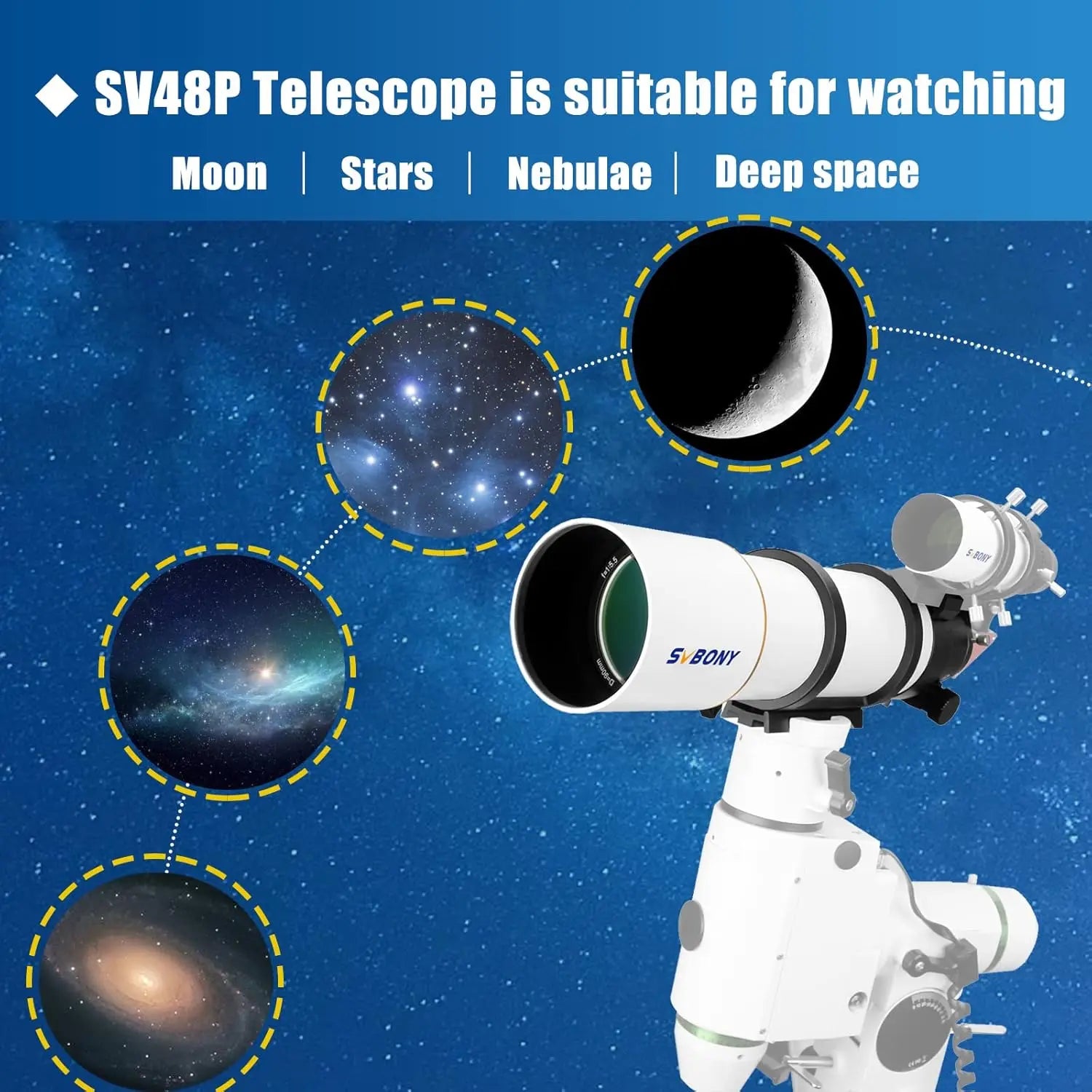 Svbony SV48P Dual Speed Focuser Refractor Telescope for Deep Sky