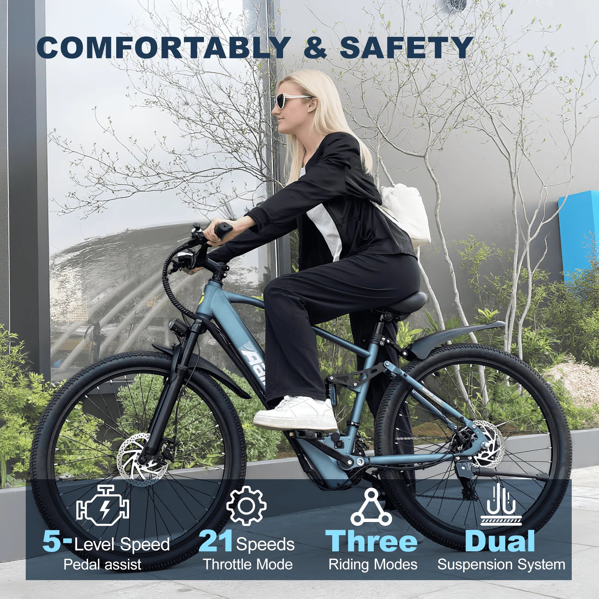 GT900 750W 36V Electric Mountain City Bike With 21 Speed