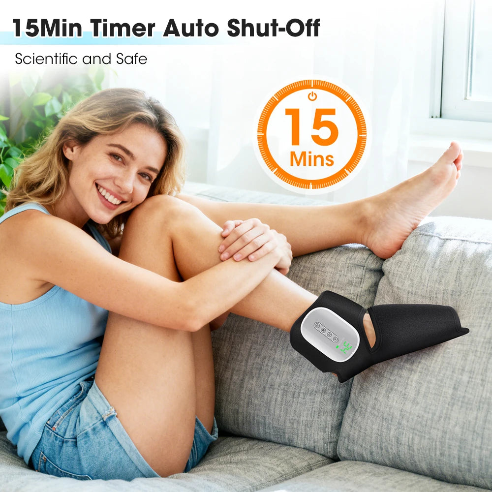 Hailicare Heated Ankle Foot Massager With Air Compression 4 Levels