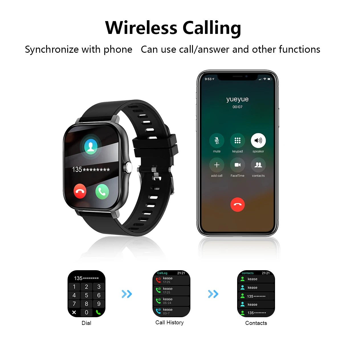 Odelettevcy Smartwatch With Wireless Calling Dial Fitness Tracking iPhone Android