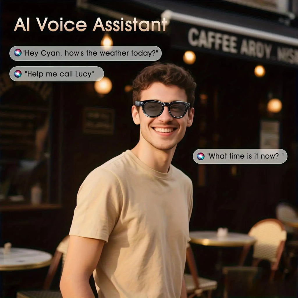 Smart Glasses Real Time Translation AI Chat Assistant with Microphones