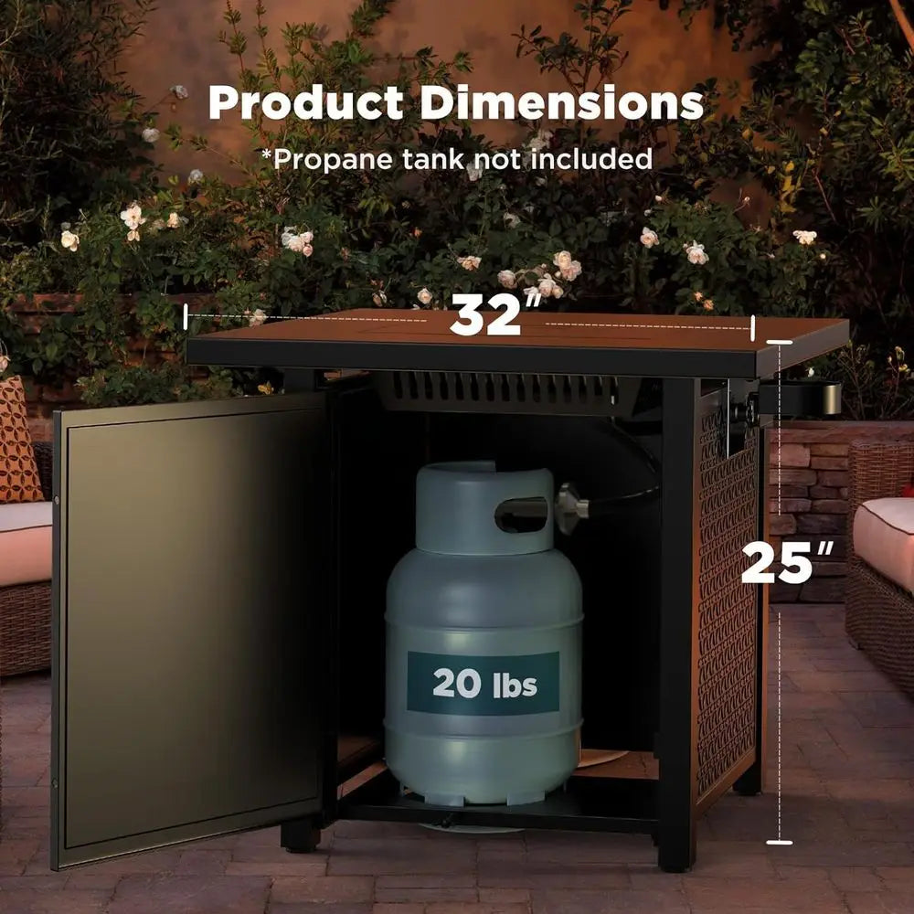 Propane Fire Pit Table 50,000 BTU Steel For Outdoor Ambience
