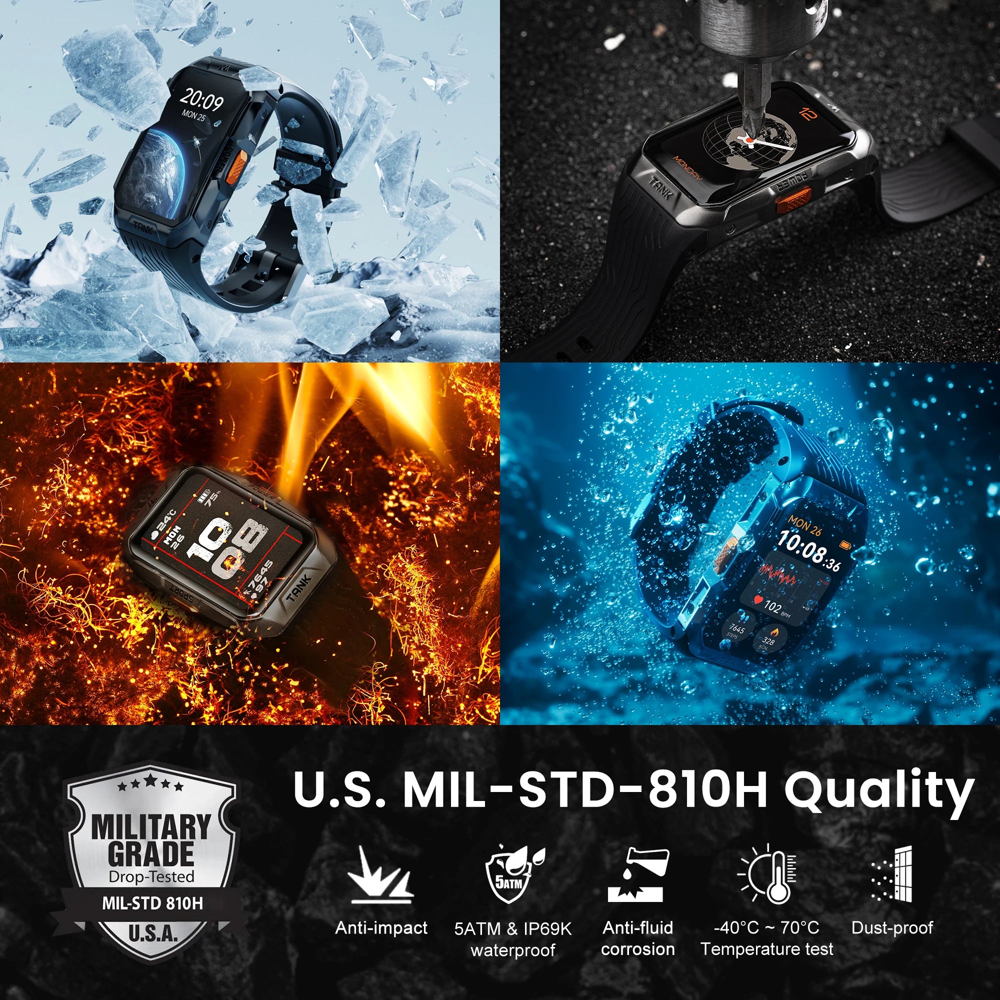 KOSPET Tank X2 Smartwatch IP69K Waterproof AMOLED Bluetooth Call