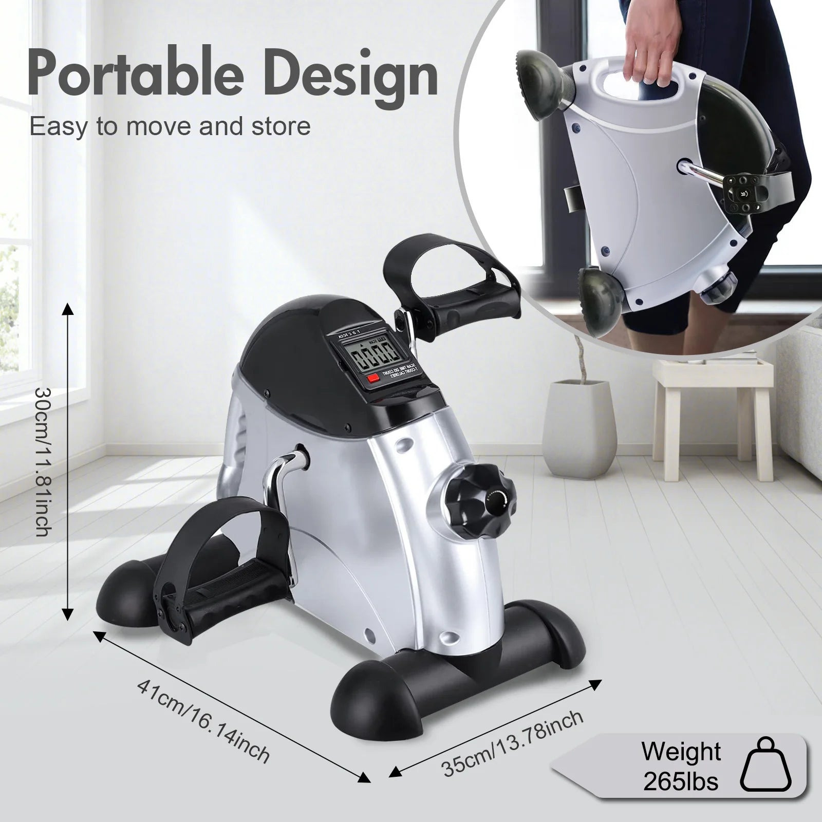 Mini Under Desk Pedal Exerciser Multi-Function LCD Display