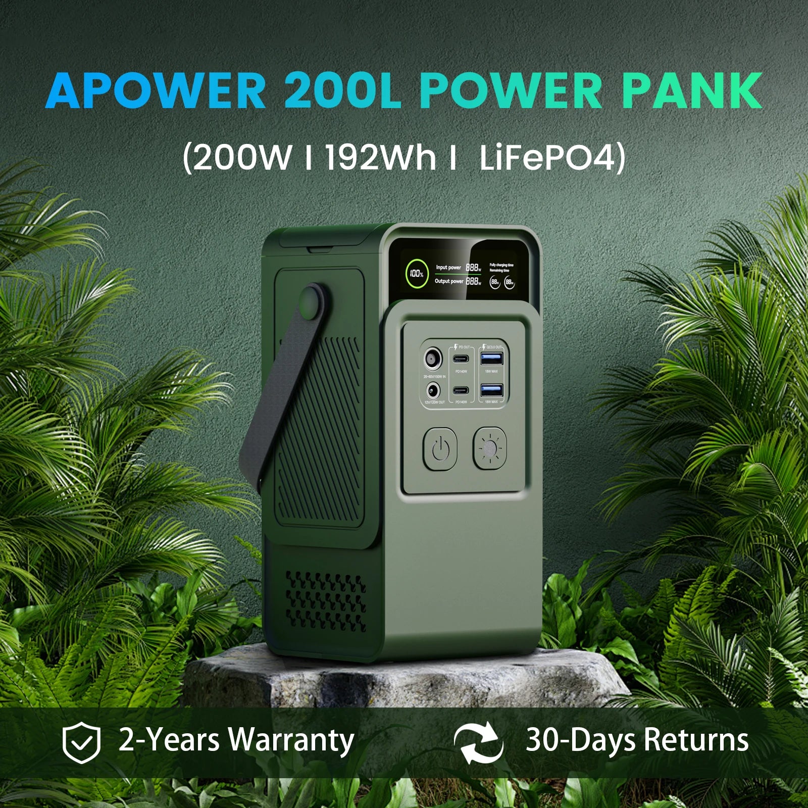 CTOLITY 200W Portable Power Station 192Wh Lifepo4