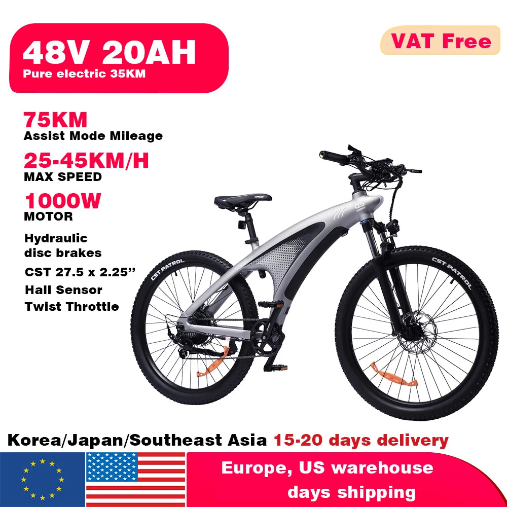 HX Q5 2000W Electric Bicycle 48V Battery For Adults