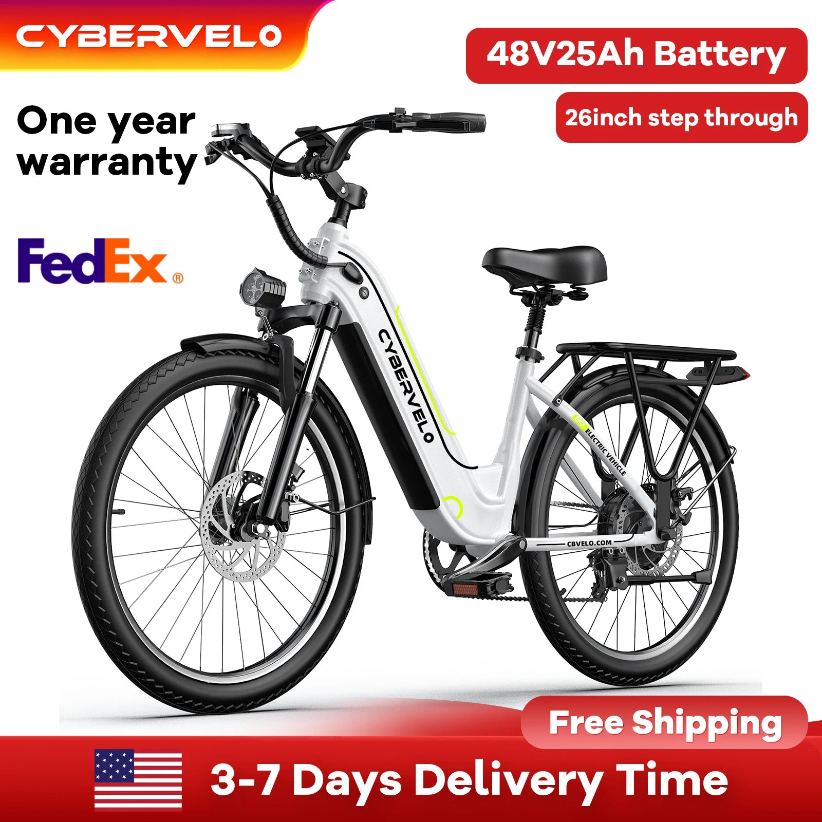 TALUSCONDOR Cybervelo EK7 City EBike with Detachable Battery