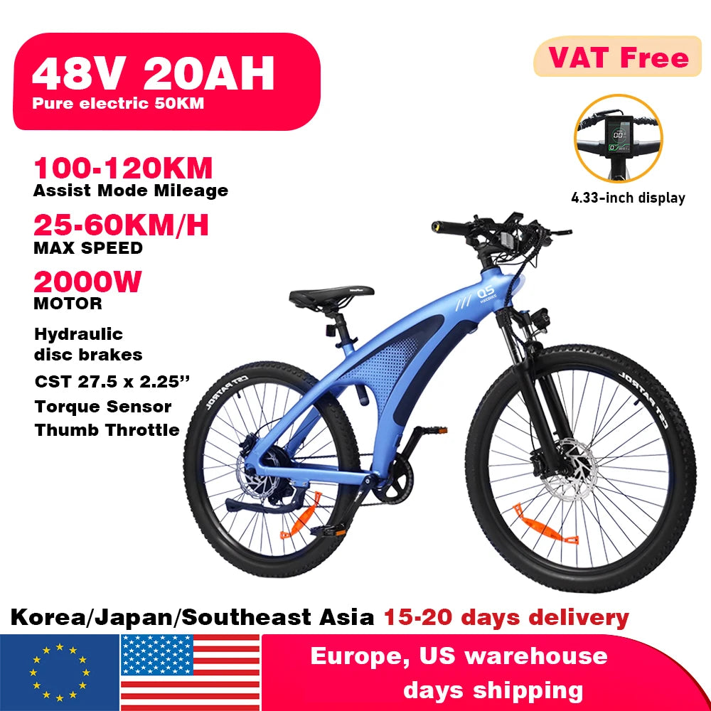 HX Q5 2000W Electric Bicycle 48V Battery For Adults