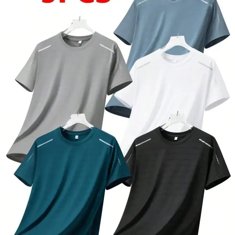 5pcs Quick Dry Breathable Athletic T-Shirts For Men Running Gym Training