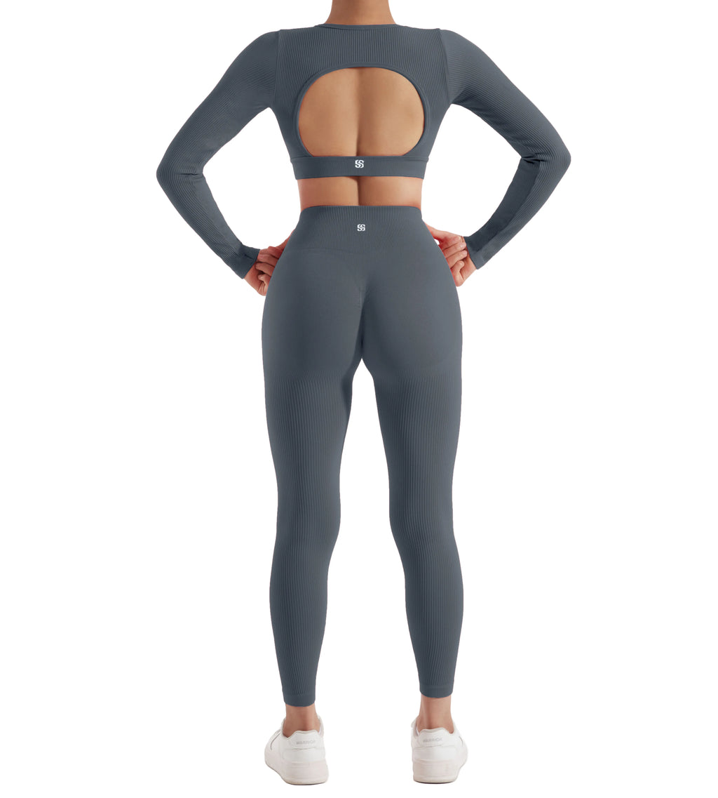 NONECN Yoga Set Women Quick Dry Sports Suit Long Sleeve