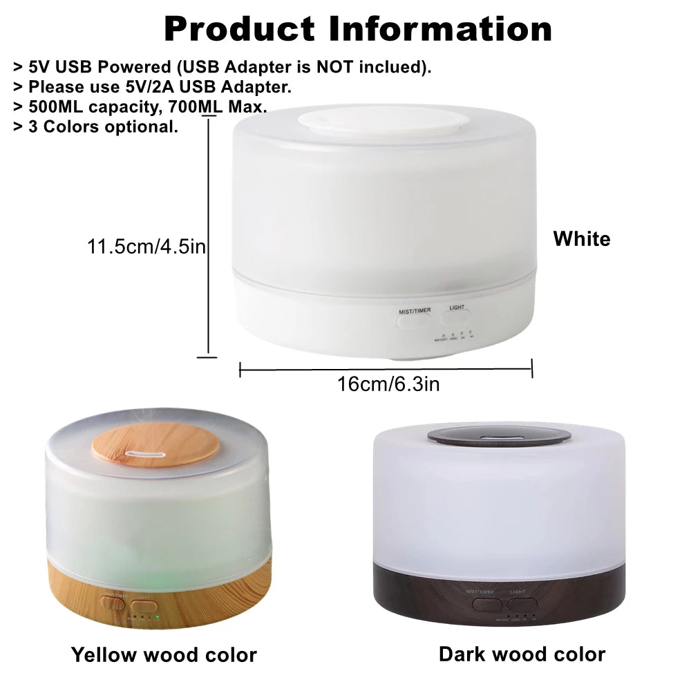 Aroma Diffuser 5V USB Humidifier With Remote And Night Lights