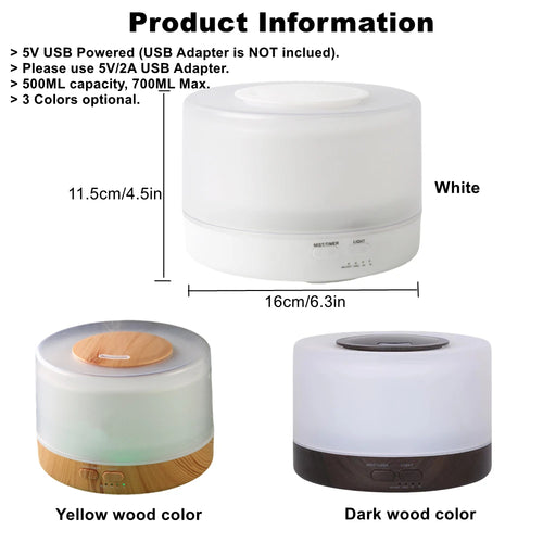 Aroma Diffuser 5V USB Humidifier With Remote And Night Lights