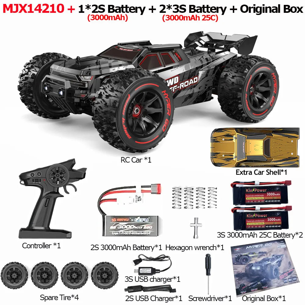 JIUSICE RC Car 4WD Brushless 2.4G Remote Control Off Road