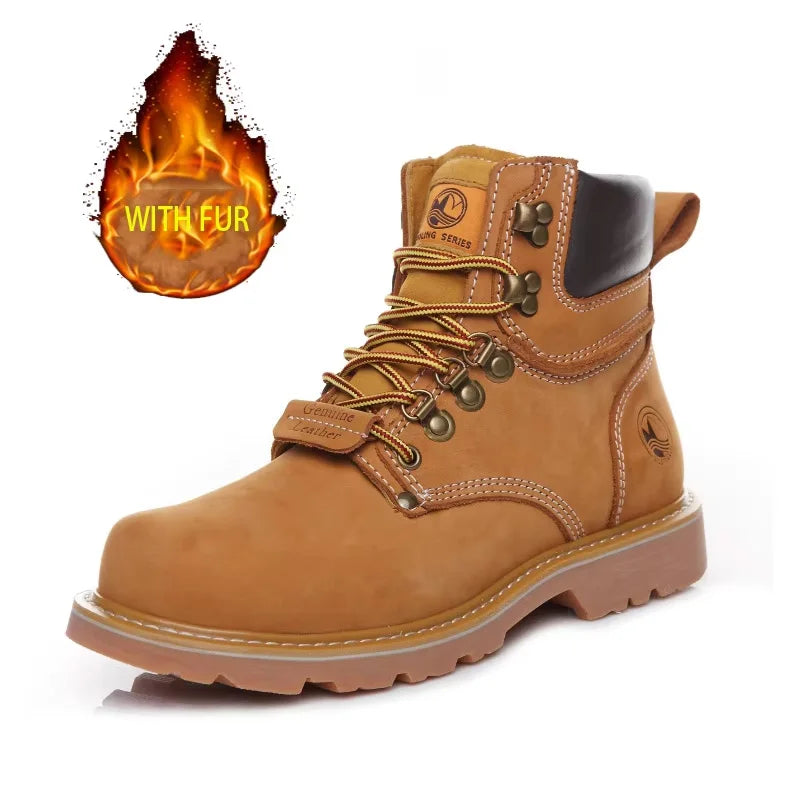 KOWMCN Unisex Cowhide Hiking Shoes Waterproof Tactical Boots