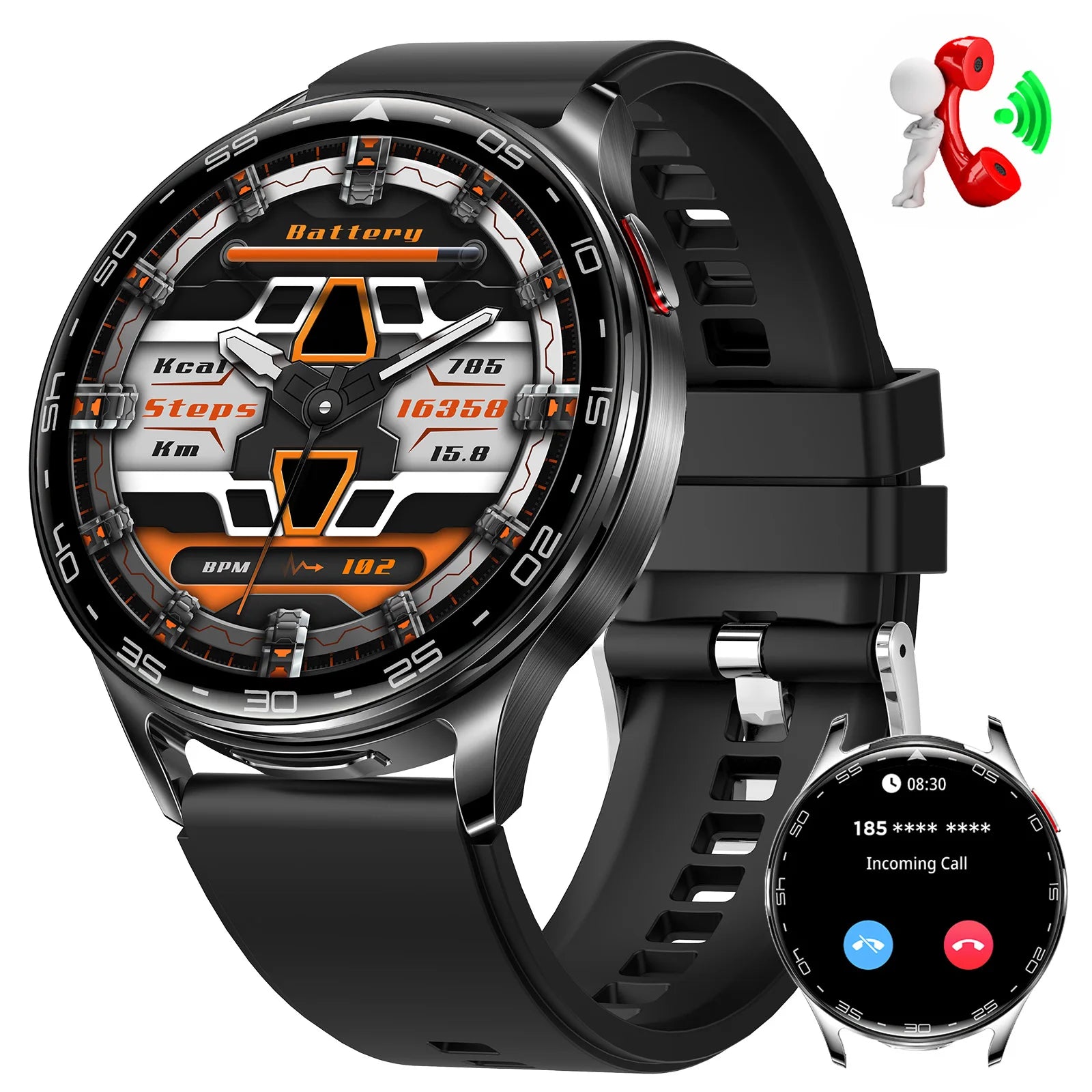 EIGIIIS Smart Watch With Earbuds HD Fitness Tracker Heart Rate