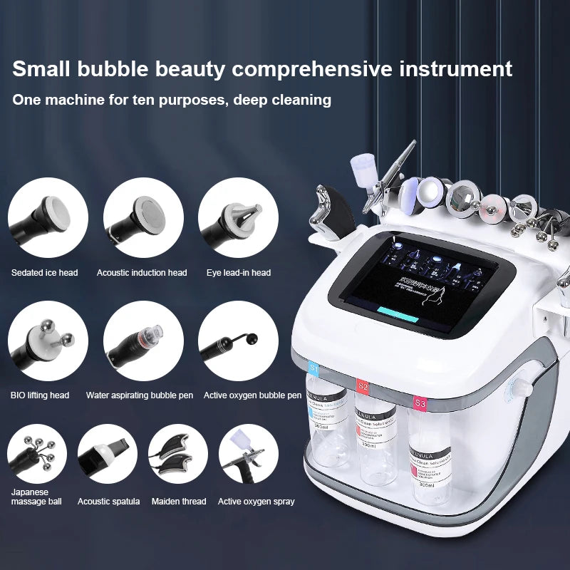 XHUODADA 10 In 1 Aqua Peeling Lift Skin Bubble Moisturizer Oxygen Facial Device For Cleansing And Dermabrasion