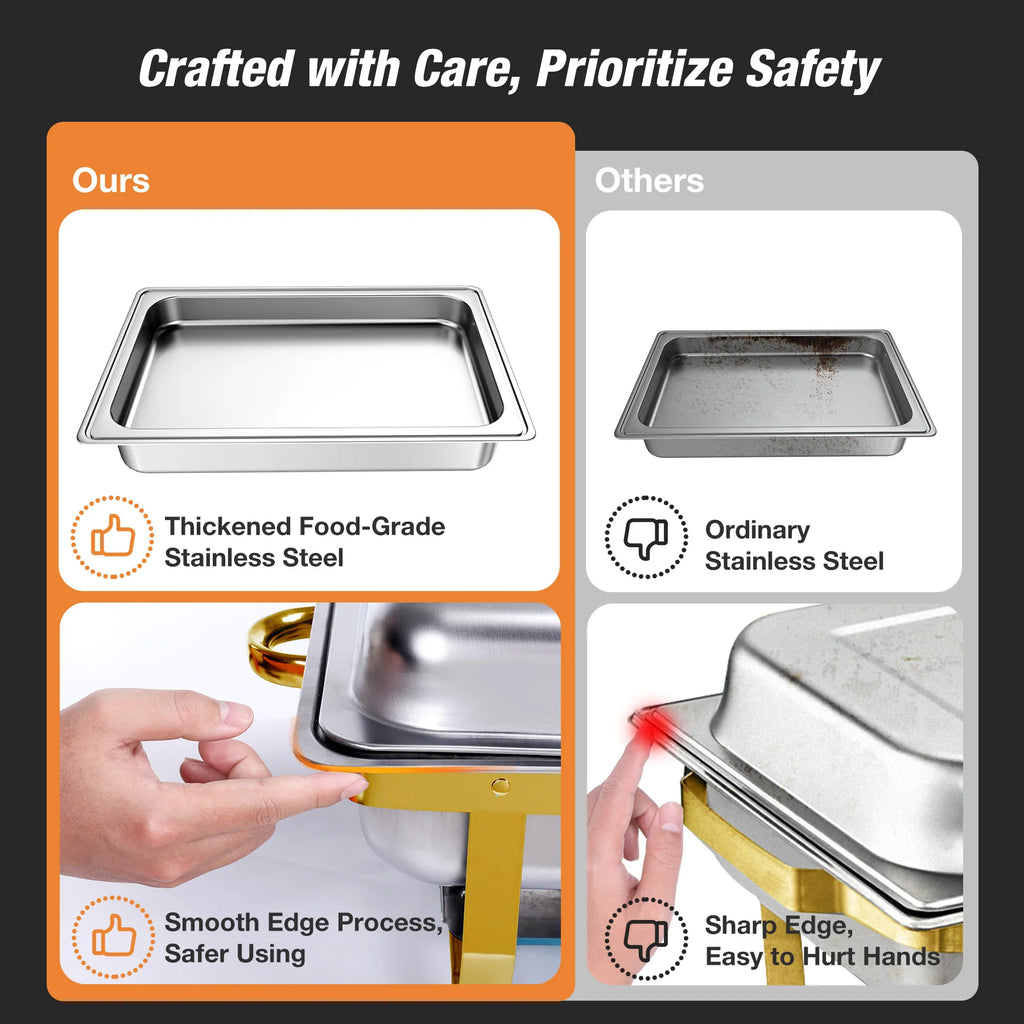 8QT Stainless Steel Camp Stove Chafing Dish Buffet Set Stainless Steel Food Warmer Chafer Complete Chafing Fuel Holder
