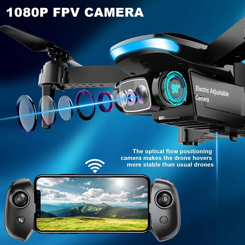 Foldable Drone With Camera 4K HD Video 2 Batteries