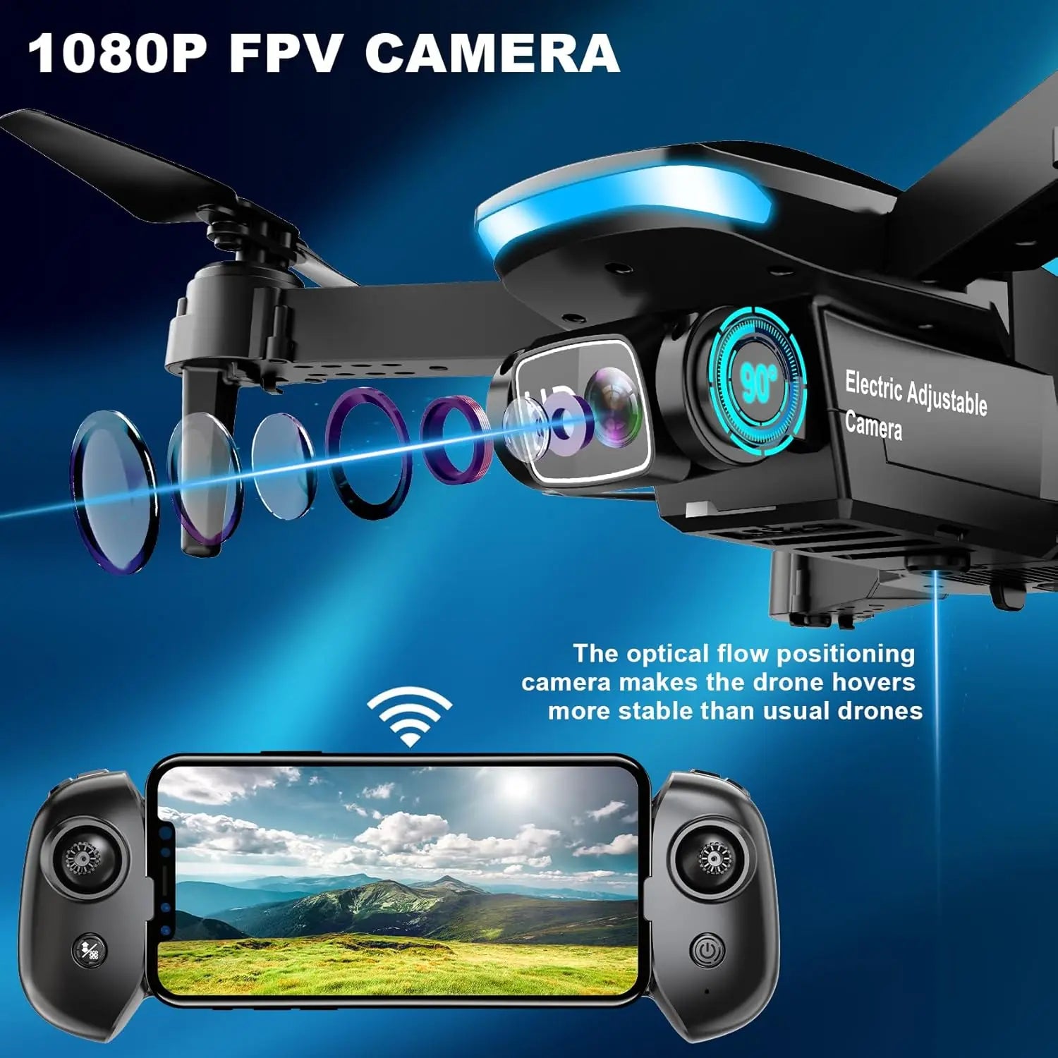 Foldable Drone With Camera 4K HD Video 2 Batteries