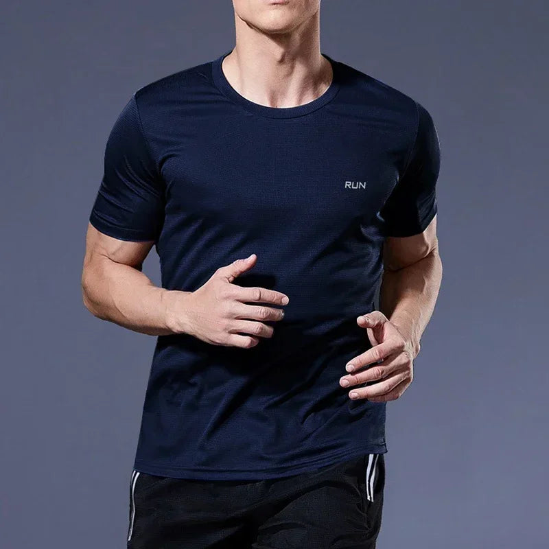 Men's Summer Breathable Elastic Ice Silk T Shirt Quick Dry