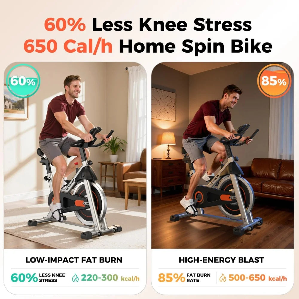 Silent Indoor Spin Bike With Adjustable Seat For Home Cardio