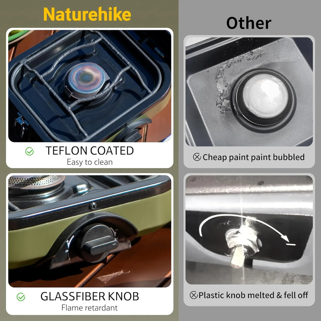 Naturehike Two Burner Folding Camping Stove Portable Propane Carry Bag