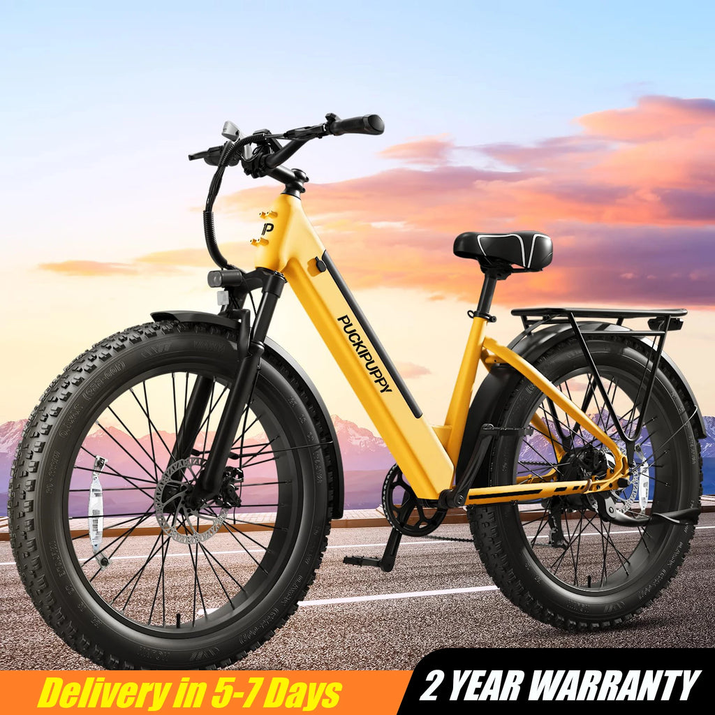 PUCKIPUPPY Samoyed Electric Bike 960W Peak 28MPH Fat Tire Warranty
