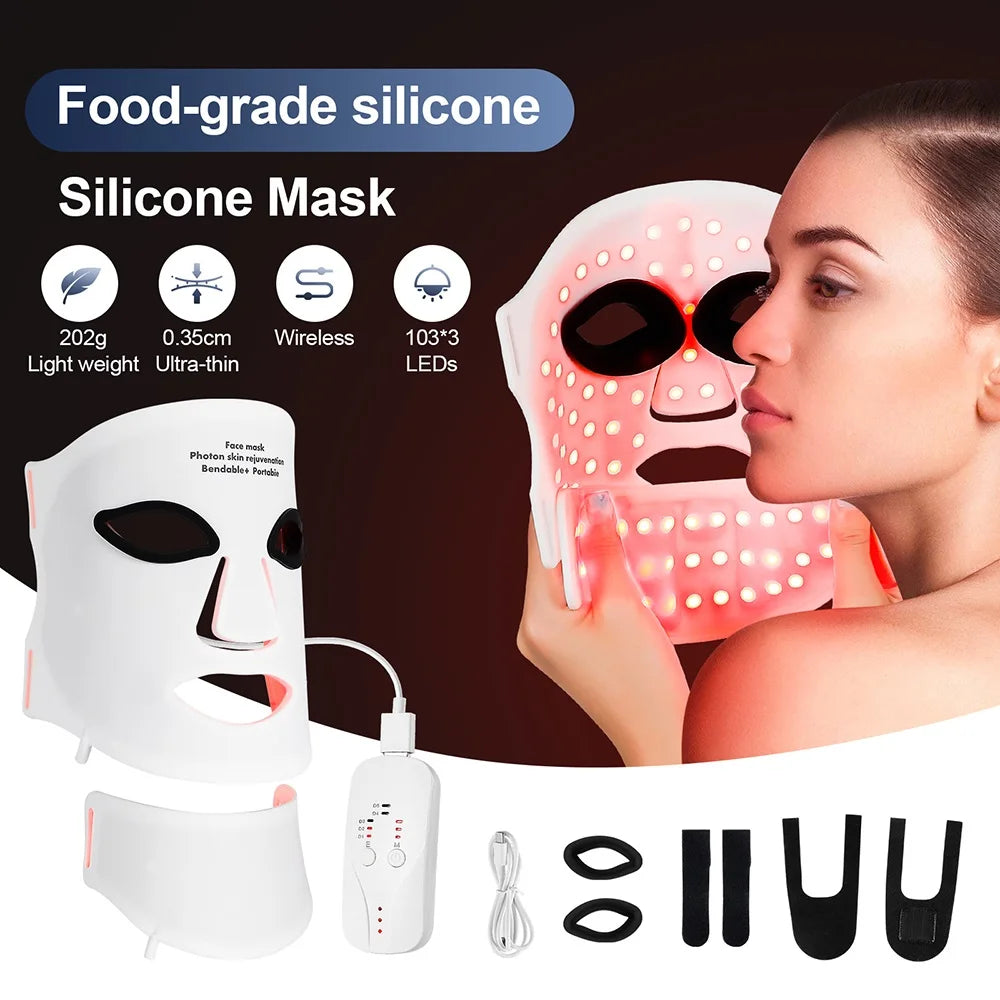 Foreverlily Silicone LED Mask With Neck Photon Therapy