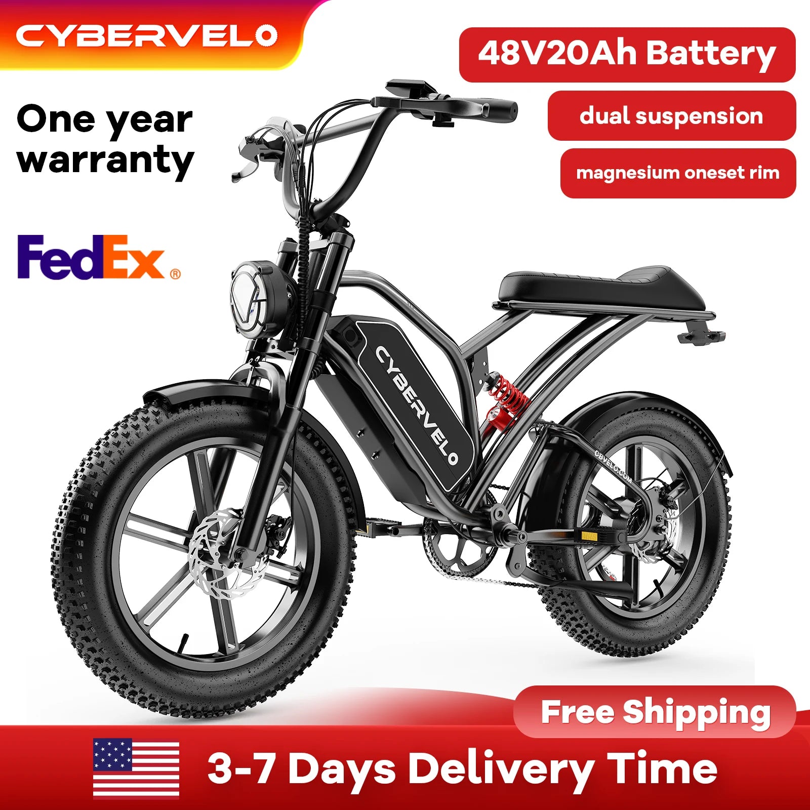 Cybervelo EK11 1600W Fat Tire All Terrain Electric Bike