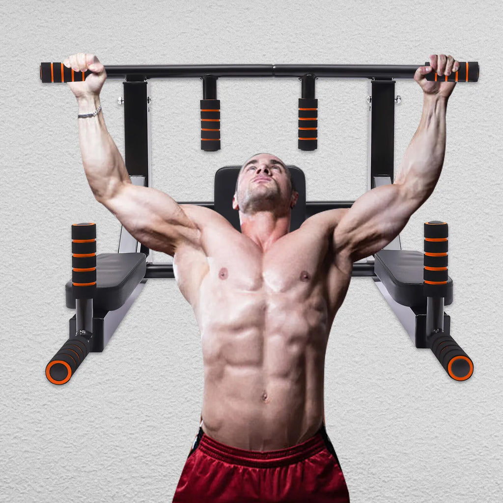 Pull Up Bar, Raise Dip Station Vertical Knee Exercise Equipment, Home Wall-Mount Dip Stand, 200kg Capacity Multi-functional