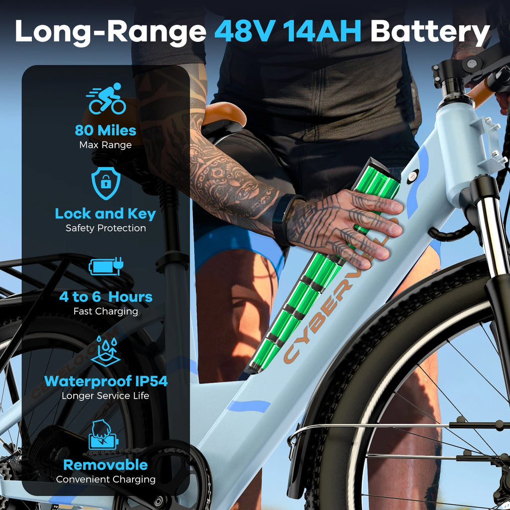 CYBERVELO EK2 Electric Bike 1000W Peak Motor 80 Mile Range
