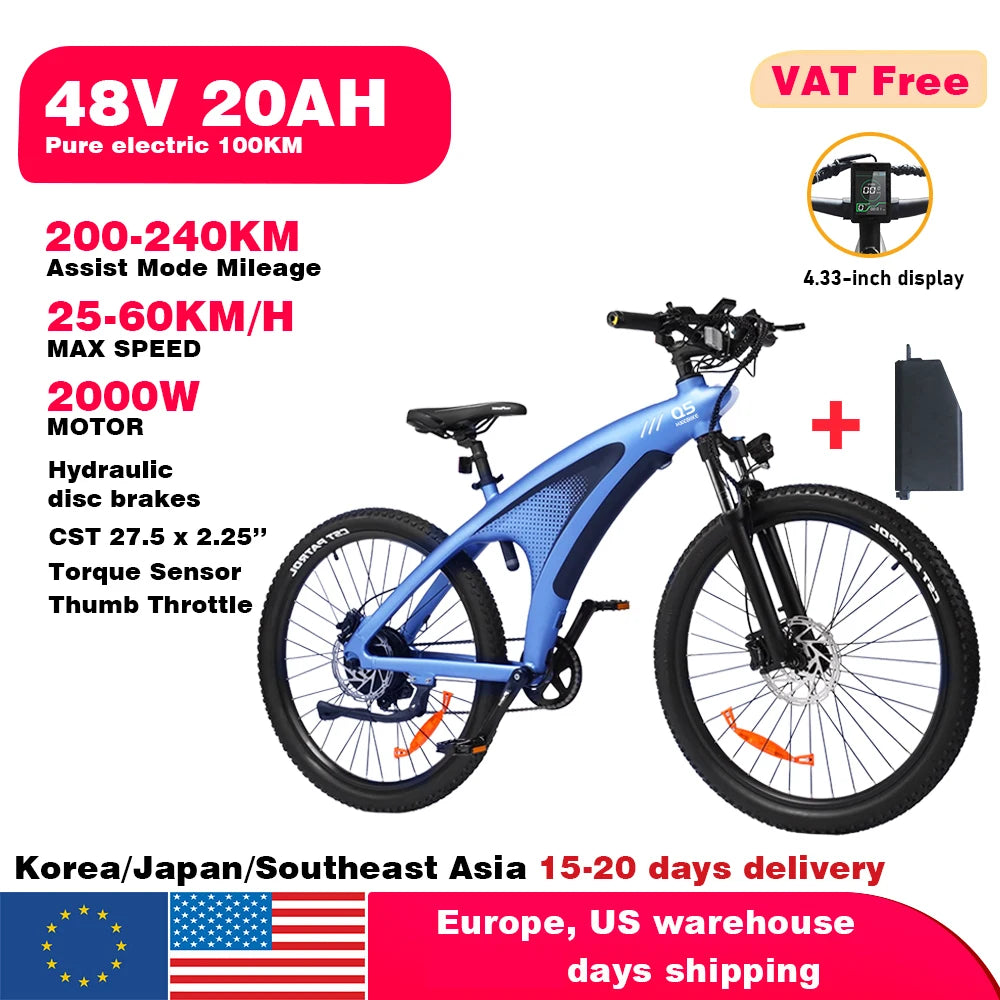 HX Q5 2000W Electric Bicycle 48V Battery For Adults