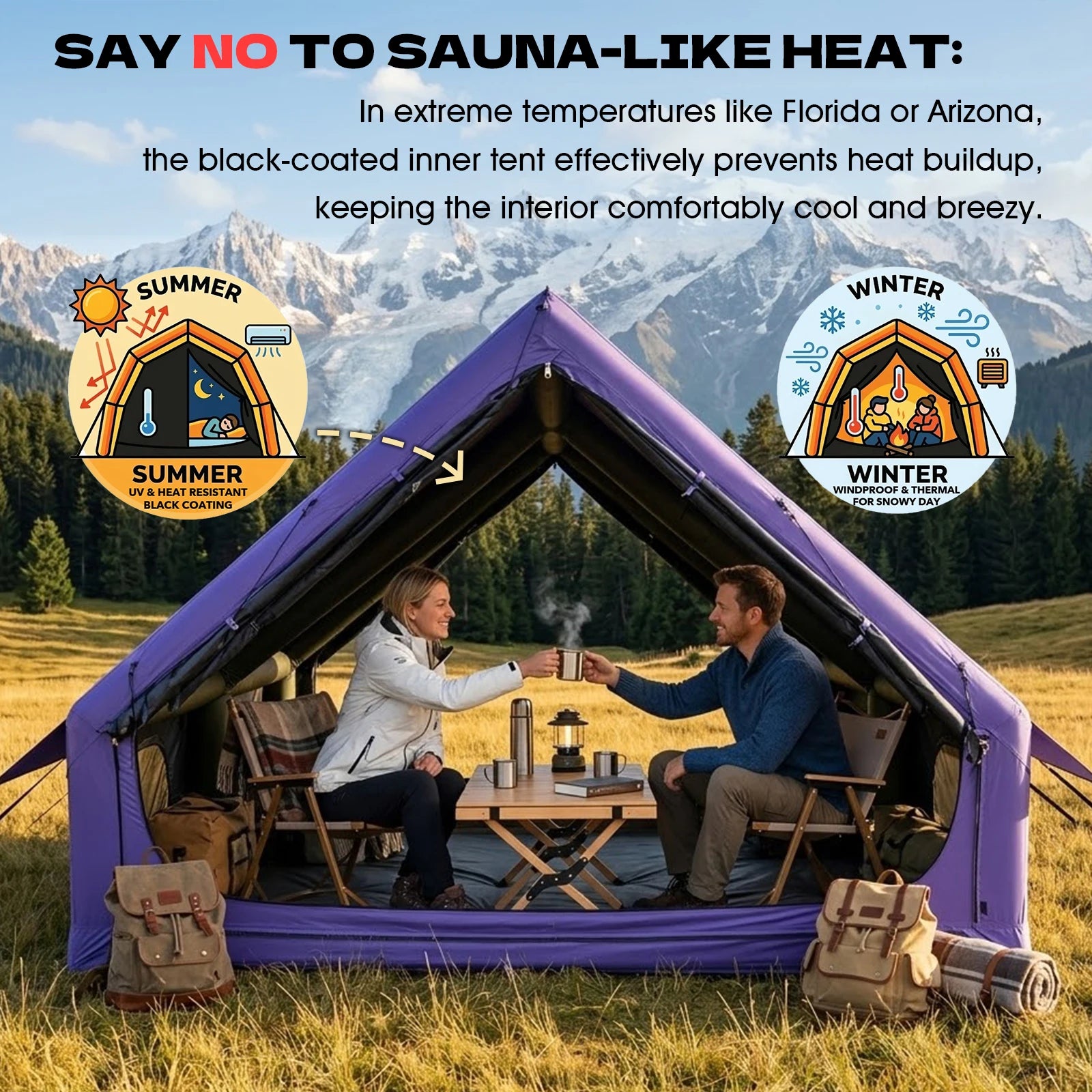 SENLEETO Quick Setup Inflatable Tent Waterproof Family Camping