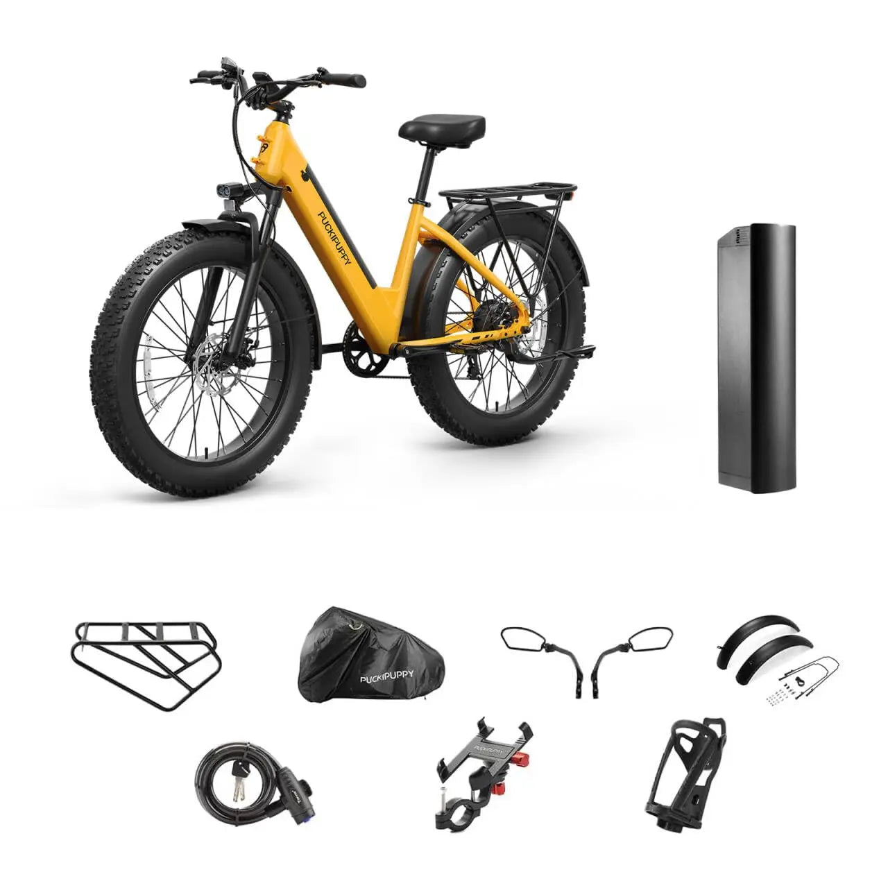 PUCKIPUPPY Samoyed Electric Bike 960W Peak 28MPH Fat Tire Warranty